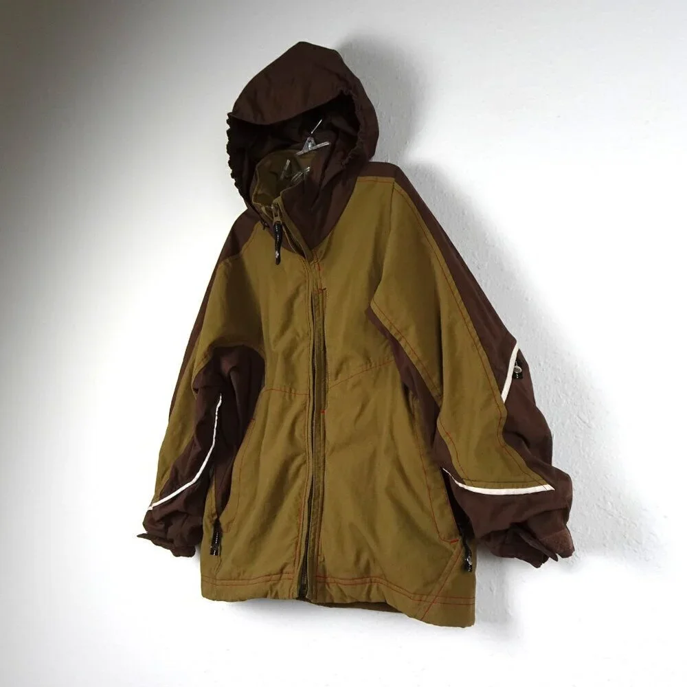 REI Full Zip Jacket Boys Size S Brown Hood Pockets Lined